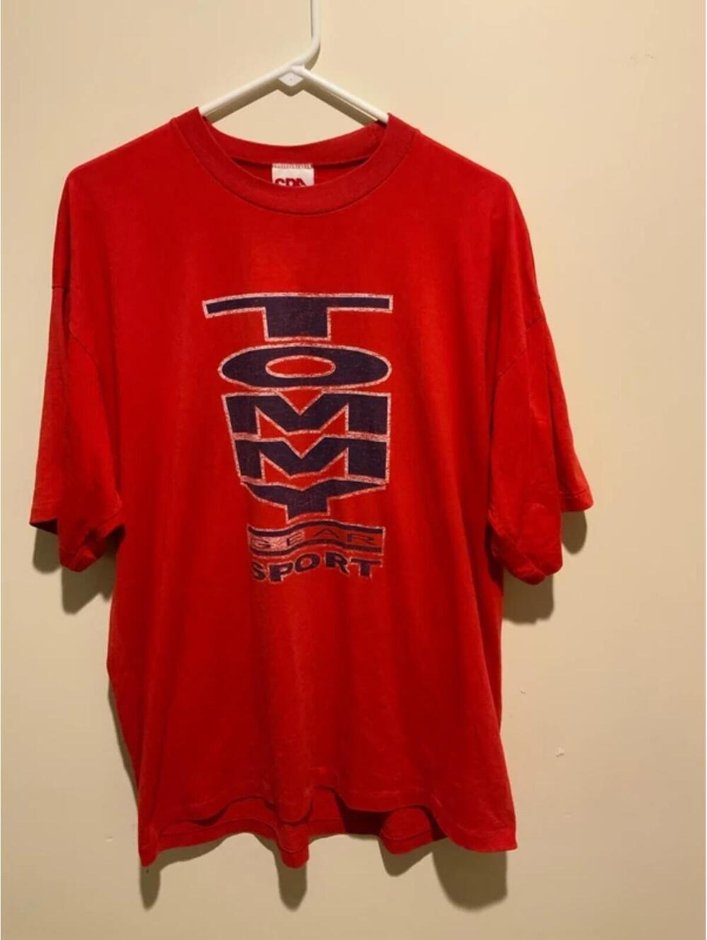 Vintage single stitch Tommy gear sport red large made in USA short sleeve tshirt